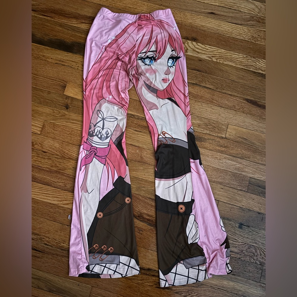 Pink anime bootleg leggings